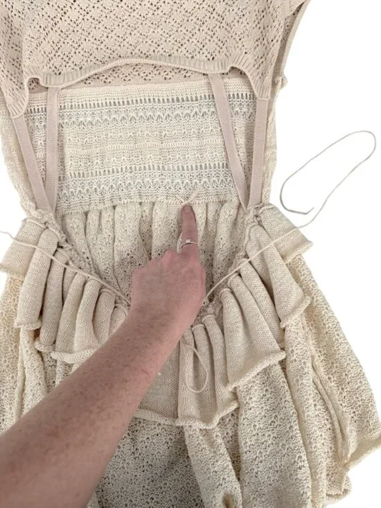 Free People Juliette Ruffle Top Cream Boho Coastal Cowgirl L - Picture 8 of 10